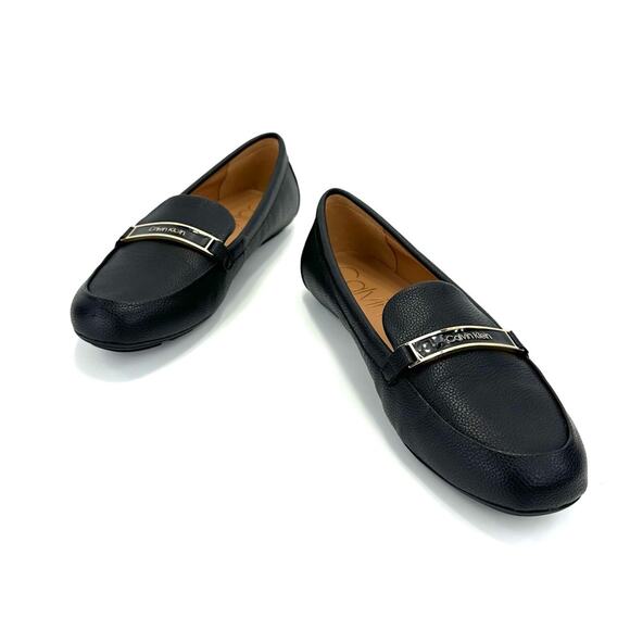 Calvin Klein Lira Women Shoes/Loafer Sz 7.5 Black Faux Leather Round Toe Slip-On - Picture 5 of 10